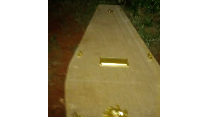 An undated photo of a coffin being smuggled into the country near the Matsamo Border.